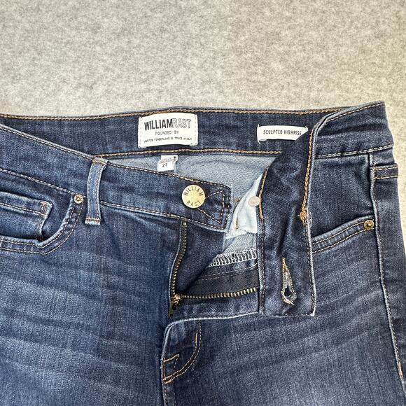 William Rast Jeans Womens 27 Dark Wash Denim Sculpted High Rise Stretchy Raw Hem - Picture 3 of 11